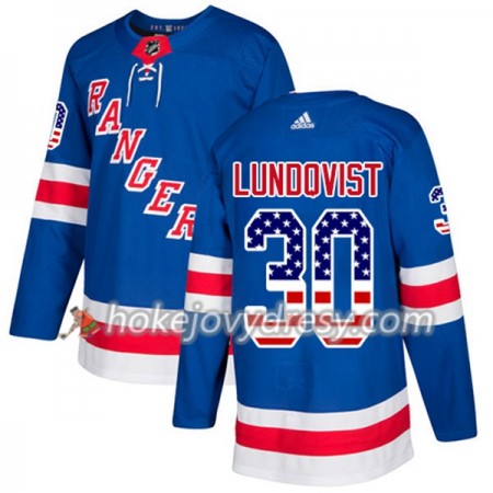 Pánské Hokejový Dres New York Rangers Henrik Lundqvist 30 2017-2018 USA Flag Fashion Modrá Adidas Authentic